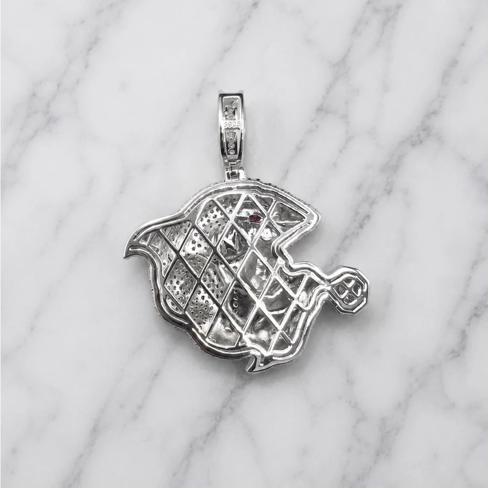 Iced Out Bodybuilder Shark Pendant - 925 Sterling Silver 3.90CT MOISSANITE